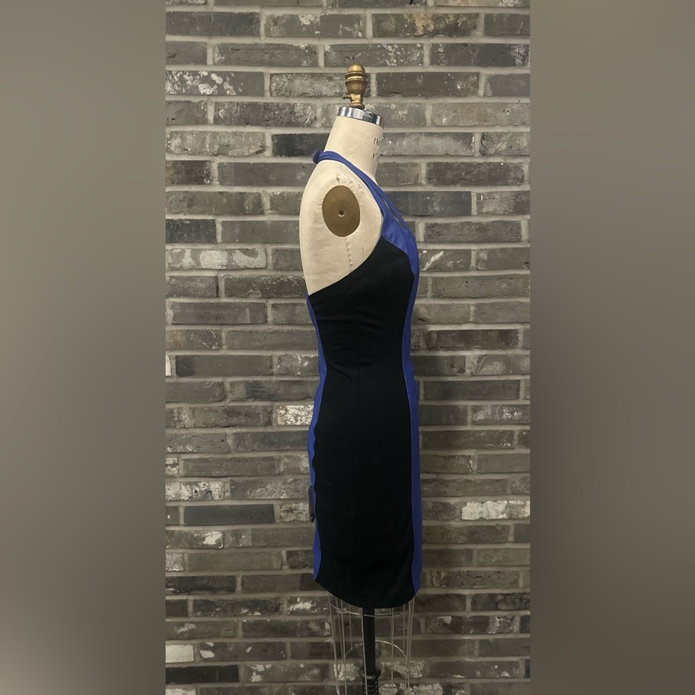 New Wilson Blue Leather and Black Lycra Dress. - Picture 4 of 14